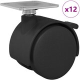 Kotač 12 pcs Crna 39,5 x 39,5 x 37,8 mm Čelik i polipropilen | Eponuda.ba