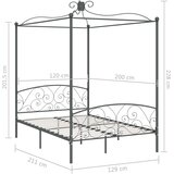  Okvir za krevet s nadstrešnicom sivi metalni 120 x 200 cm | Eponuda.com