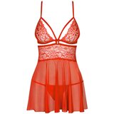 Obsessive 838-BAB-3 - Seksi čipkasta babydoll s tangicami (rdeča) | Shoptok.si