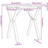  Blagovaonski stol Y-oblika 70x70x75,5 cm od borovine i čelik | shoptok.hr