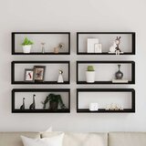 vidaXL Zidne police Set od 6 Crni hrast Inženjersko drvo 60 x 15 x 23 cm | shoptok.hr