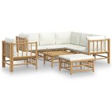 Maison Chic Seti vrtnega pohištva - Vrtna garnitura 8-delna s kremno belimi blazinami bambus, (21796306) | Shoptok.si