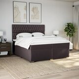 vidaXL Box spring postelja z vzmetnico temno rjav 200x200 cm blago, (21302314) | Shoptok.si