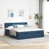  Otomanski okvir kreveta s madracima plavi 180x200cm od tkanine | shoptok.hr