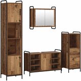 Set ormarića za kupaonicu 4 kom. Staro drvo 40 x 36 x 181 cm - Staro drvo Ormar ispod sudopera (1 vrata i 2 police) + viseći orm | shoptok.hr