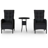  3-dijelni vrtni bistro set od poliratana crni | shoptok.hr