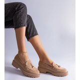 Gemre Beige eco-suede loafers decorated with rhinestones Henley | shoptok.hr