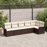  Sjedeća garnitura za vrt 6 kom. Smeđa poliratan 297,5 x 132,5 x 69 cm | shoptok.hr