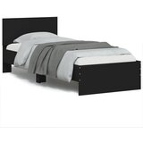 Maison Chic Posteljni okvir - Enojna postelja - Postelja za odrasle z vzglavjem in LED lučkami črn 75x190 cm-J16138, (21776790) | Shoptok.si