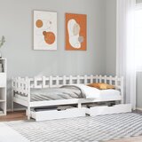 vidaXL Dnevna postelja s predali bela 90x190 cm trdna borovina Cene