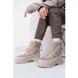 armonika Women's Beige Flr1024 Lace-Up Thick Soled Warm Lined Snow Boots