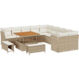 vidaXL 13 Delni Vrtni Sofa Komplet z Blazinami Bež Poli Ratan Akacija | Shoptok.si