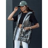 DStreet Women's quilted long vest with hood JESS dark gray | ePonuda.com