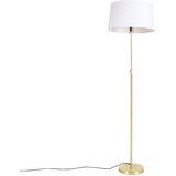 QAZQA Stoječa svetilka zlata / medenina s platnenim odtenkom bela 45 cm - Parte | Shoptok.si