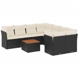  9-dijelni set vrtnih sofa s jastucima crni od poliratana | shoptok.hr