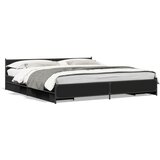  The Living Store Posteljni okvir s predali črn 200x200 cm inženirski les - Posteljni Okvir, (21498908) | Shoptok.si