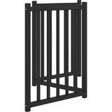 vidaXL Vrata za pse zložljiva 3 paneli črna 150 cm trden les jelke | Shoptok.si