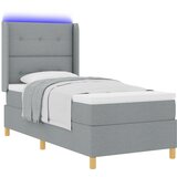 vidaXL Postelja s vzmetnico in LED lučko Svetlo siva 100x200 cm Tkanina, (22049487) | Shoptok.si