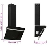  Kuhinjska napa 60 cm jeklo in kaljeno steklo črna, (20769664) | Shoptok.si