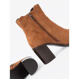 Shelvt Caramel ankle boots on a heel made of ecological suede | Shoptok.si