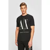 Armani Exchange Bombažna kratka majica Črna barva