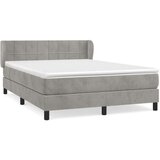vidaXL Box spring postelja z vzmetnico svetlo siv 140x190 cm žamet | Shoptok.si