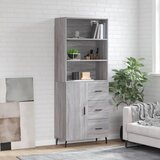 vidaXL Visoka komoda siva sonoma 69,5x34x180 cm inženirski les | Shoptok.si