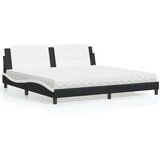 Postelja z vzmetnico črna in bela 200x200 cm umetno usnje, (21143001) | Shoptok.si