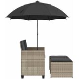  Vrtna sofa 2-sjed sa suncobranom i tabureima svijetlo sivi | shoptok.hr