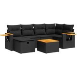  7-dijelni set vrtnih sofa od poliratana s jastucima crni Slike