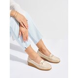 Shelvt Beige women's wedge loafers with gold decoration Cijene