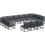  Sjedeća garnitura za vrt s jastukom 13 pcs Crna Aluminij | Eponuda.com