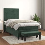 vidaXL Box spring krevet s madracem tamnozeleni 100x200 cm baršunasti | shoptok.hr