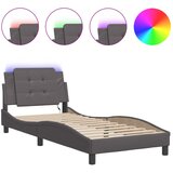 Maison Chic Posteljni okvir - Enojna postelja - Postelja za odrasle z LED lučkami siv 90x200 cm umetno usnje, (21696781) Cene