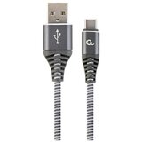 Gembird USB 2.0 kabl Premium cotton braided Type-C USB charging and data cable, 2m, spacegrey/white, CC-USB2B-AMCM-2M-WB2 Cijene
