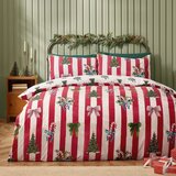 Catherine Lansfield Rdeča/bela posteljnina za zakonsko posteljo 200x200 cm Christmas Stripe – | Shoptok.si