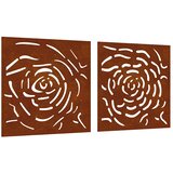  Vrtni zidni ukrasi 2 kom 55 x 55 cm čelik COR-TEN uzorak ruže | Eponuda.ba