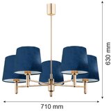 Brilagi Luster MONTE na šipci 5xE27/15W/230V plava/zlatna | Eponuda.com