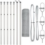vidaXL Šesterokotna ograja 0.8x10 m pocinkan jeklo, Stojala za ograjo 7 kos Ø32 mm 120 cm pocirano jeklo | Shoptok.si