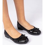 Gemre Black women's glitter ballet flats with bow Vellas | shoptok.hr