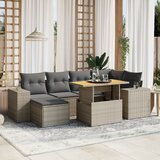 Maison Chic Seti vrtnega pohištva - Vrtna garnitura - Vrtni pohištvo set 7-delna z blazinami siv poli ratan, (21802909) | Shoptok.si