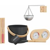  Set pribora za saunu 5 pcs Crna Aluminij i čvrsto drvo bora | shoptok.hr