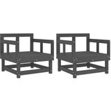  The Living Store Vrtni stoli 2 kosa siva trdna borovina - Vrtni Stol, (21447691) | Shoptok.si