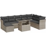 Maison Chic Seti vrtnega pohištva - Vrtna garnitura - Vrtni pohištvo set 9-delna z blazinami sv. siv poli ratan, (21806477) | Shoptok.si