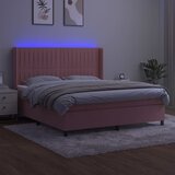  box spring s madracem LED ružičasti 160x200cm baršunasti | shoptok.hr