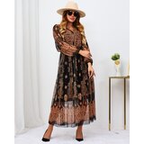 Resti Black and brown mesh floral maxi dress | Eponuda.ba