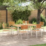  Vrtni set za objed 7 pcs Masivni teak drvo i nehrđajući čelik | shoptok.hr