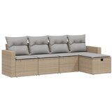 Maison Chic Seti vrtnega pohištva - Vrtna garnitura - Vrtni pohištvo set 5-delna z blazinami bež poli ratan, (21817998) | Shoptok.si
