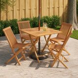  5-dijelni sklopivi vrtni bistro set Prirodna - Četvrtasto 4 sjedala Bez naslona za ruke Cijene