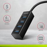 Axagon HUE-M1C interface hub USB 3.2 Gen 1 (3.1 Gen 1) Type-C 5000 Mbit /s Black | shoptok.hr